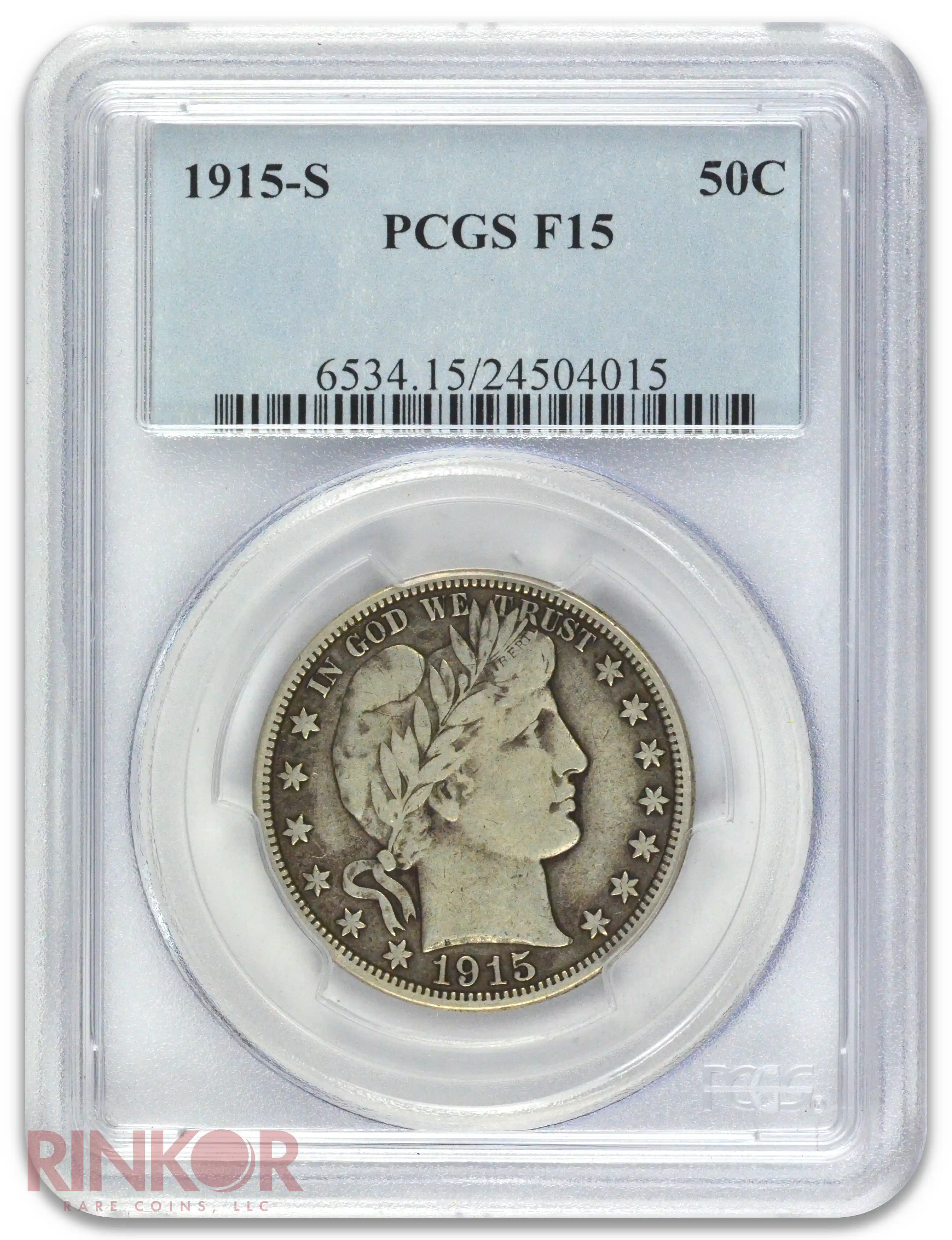 1915-S Barber Half Dollar PCGS F-15