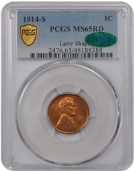1914-S Lincoln PCGS CAC RD 65 