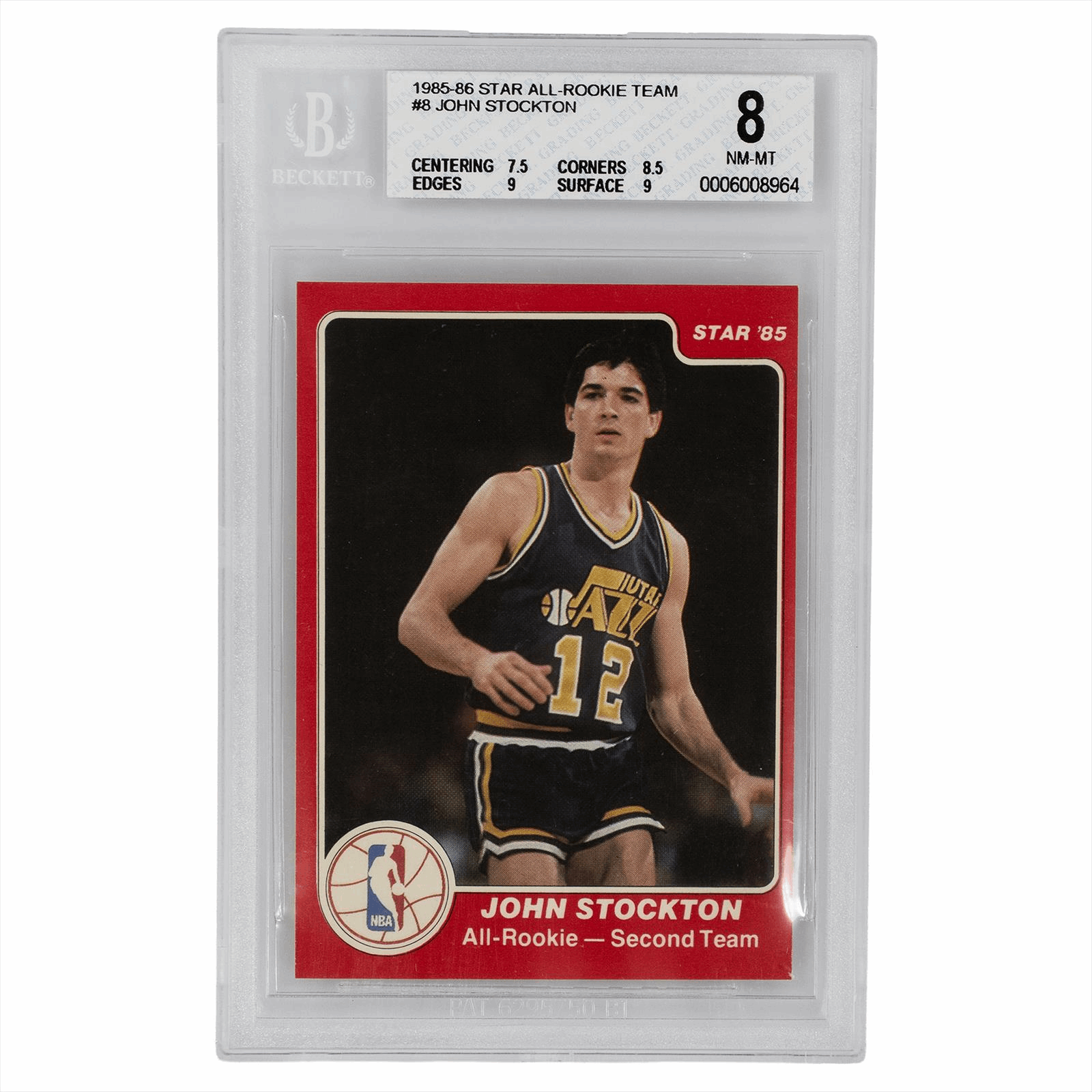 1985-86 Star All-Rookie Team John Stockton #8 BGS NM-MT 8