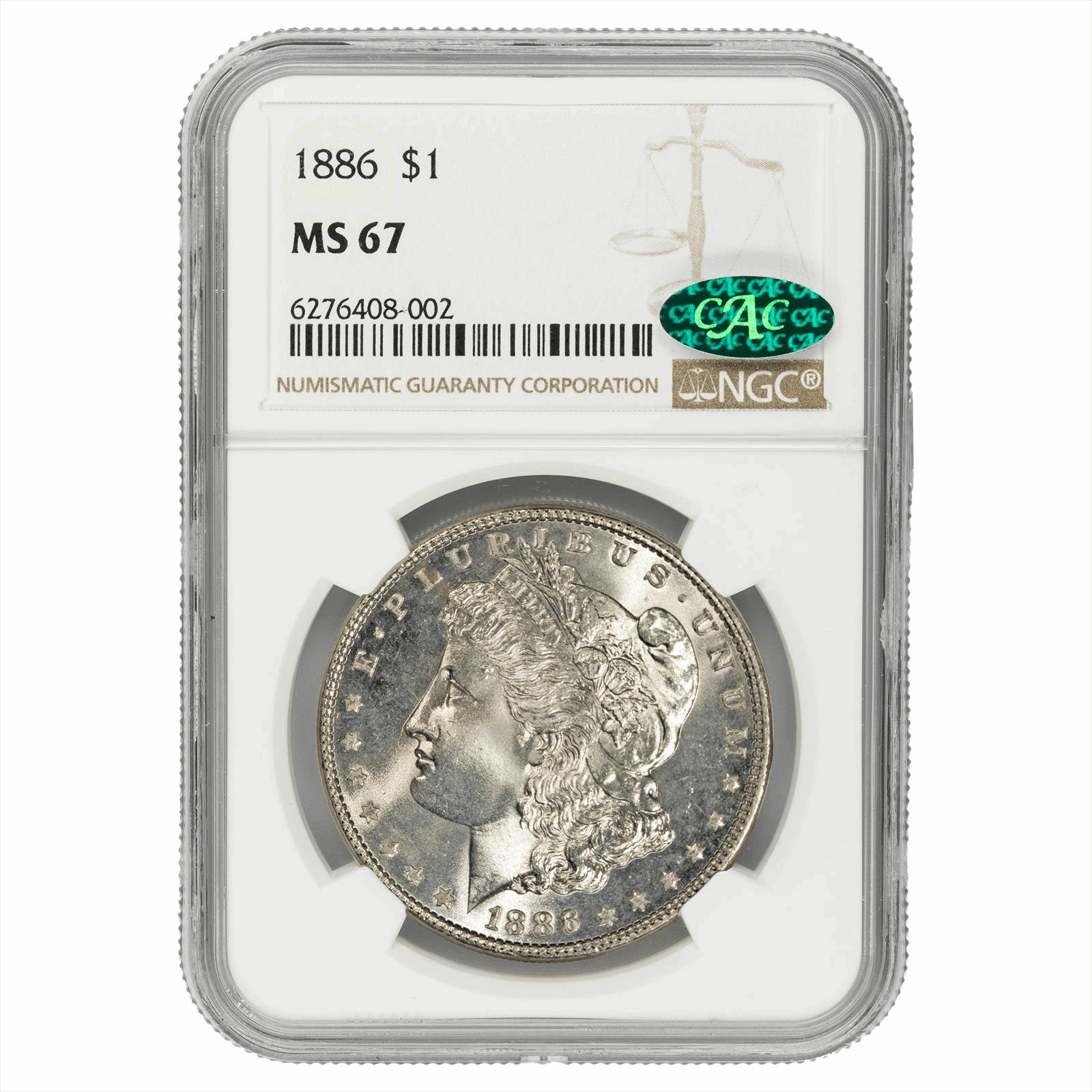 1886 Morgan Silver Dollar $1 NGC MS 67 CAC