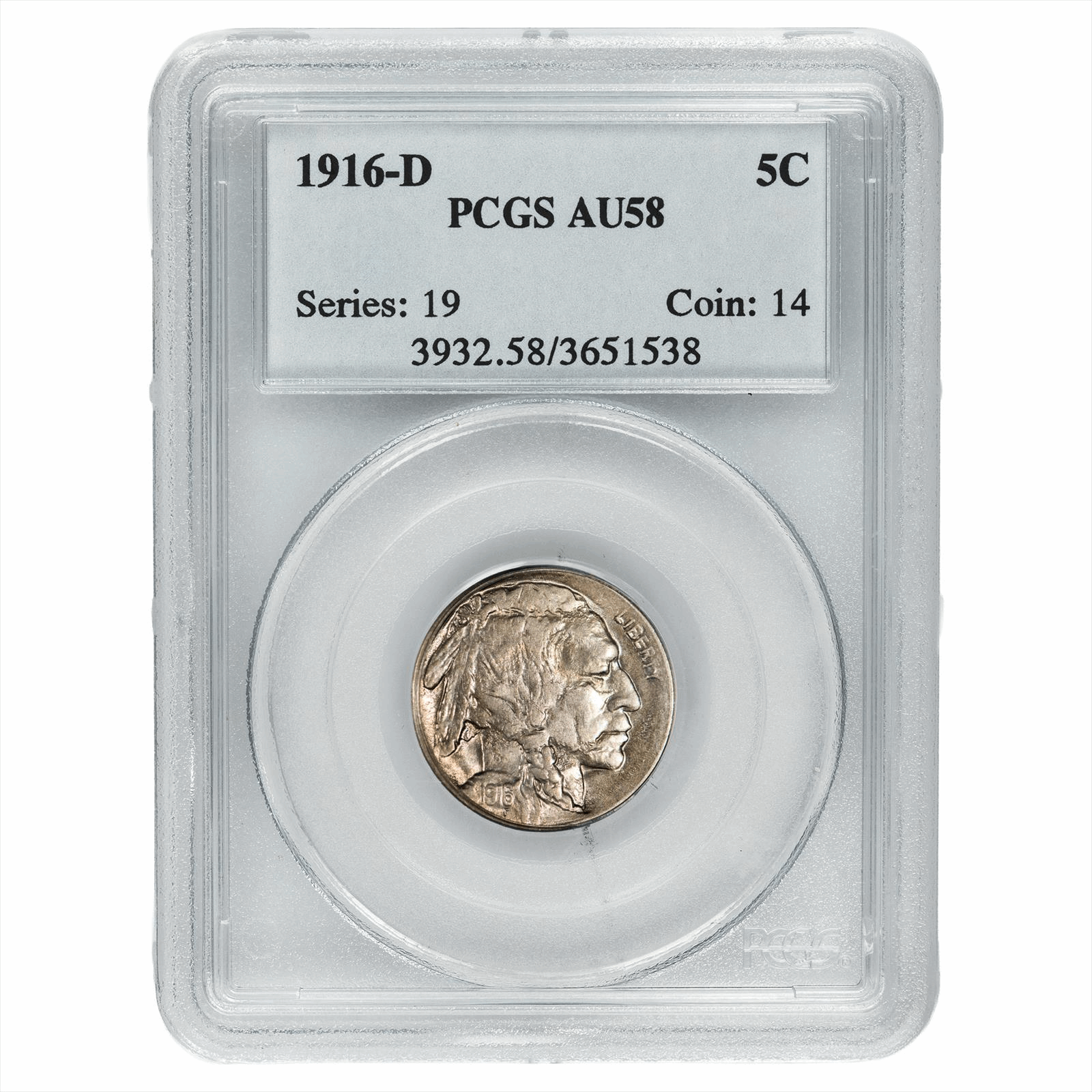 1916-D Buffalo Nickel 5C PCGS AU 58
