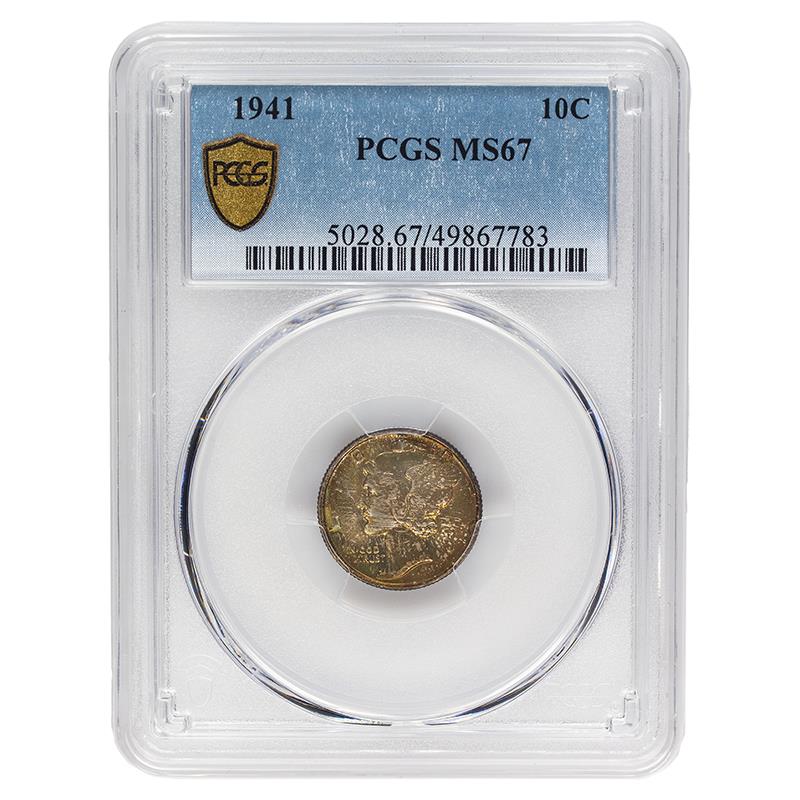 1941 Mercury Dime, 10C PCGS MS 67