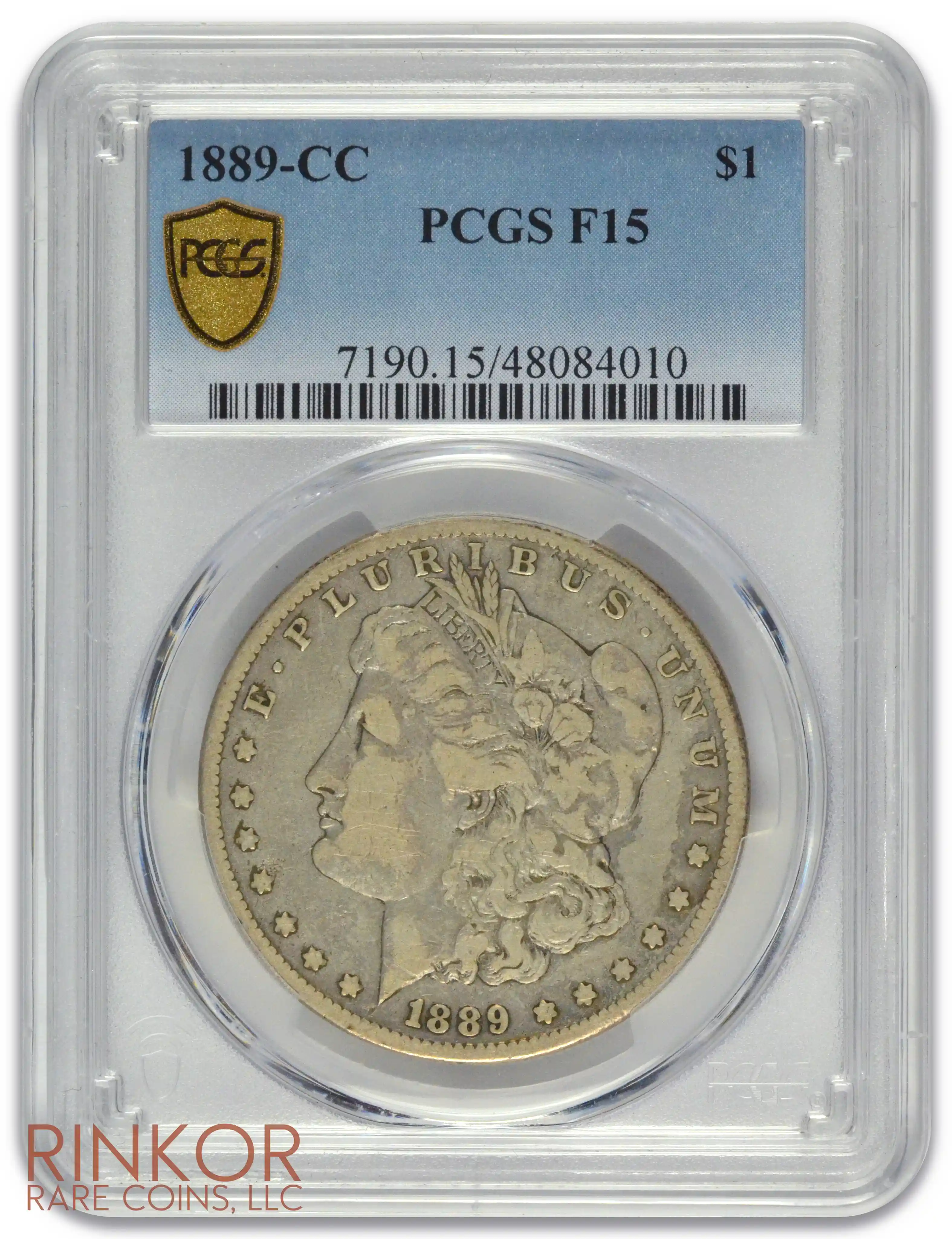 1889-CC $1 PCGS F-15