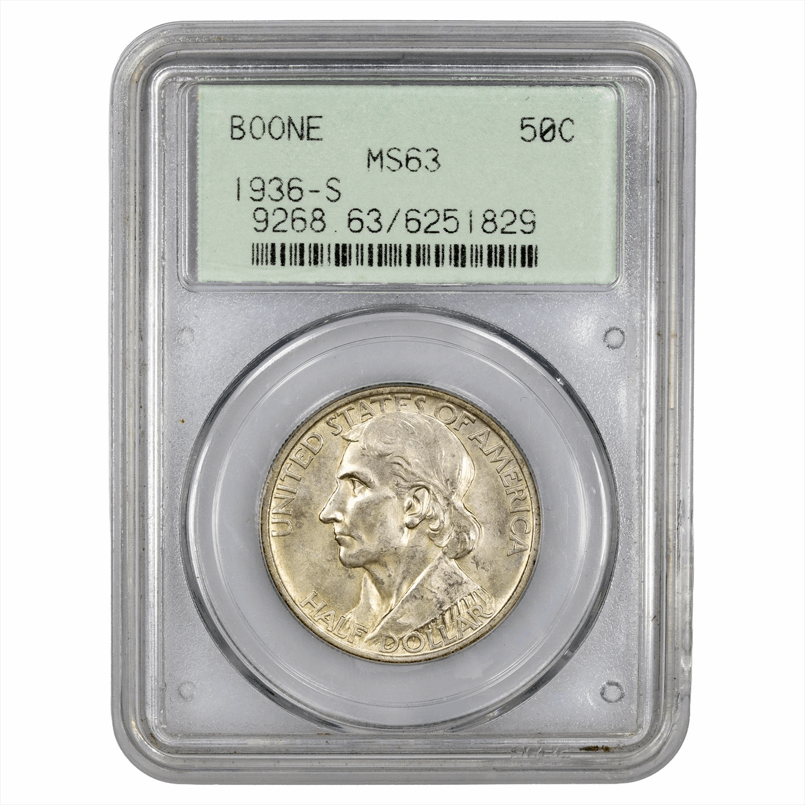 1936-S Boone Commemorative Half Dollar 50C PCGS MS 63