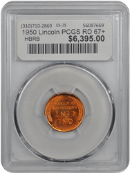 1950 Lincoln PCGS RD 67+