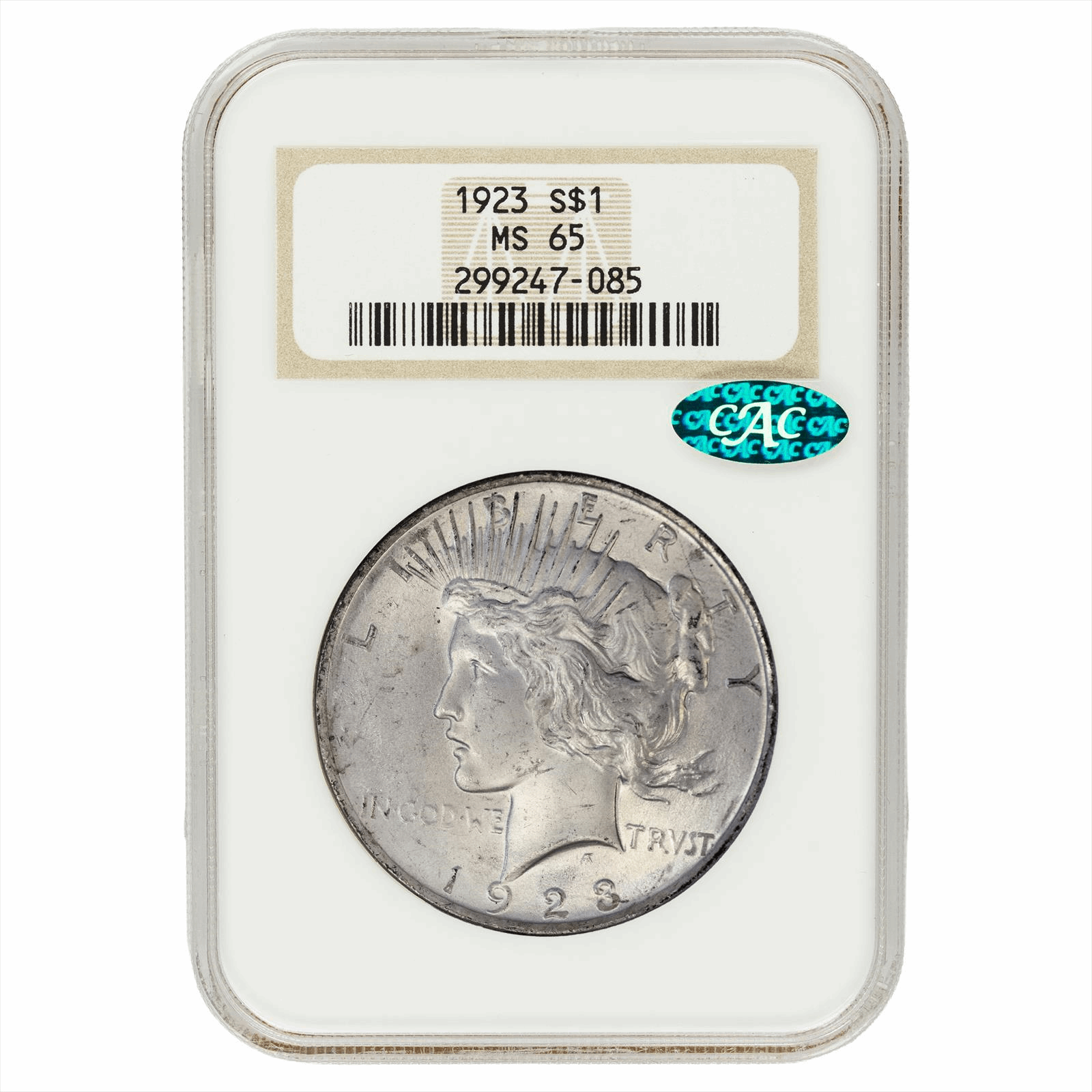 1923 Peace Dollar $1 NGC MS 65 CAC