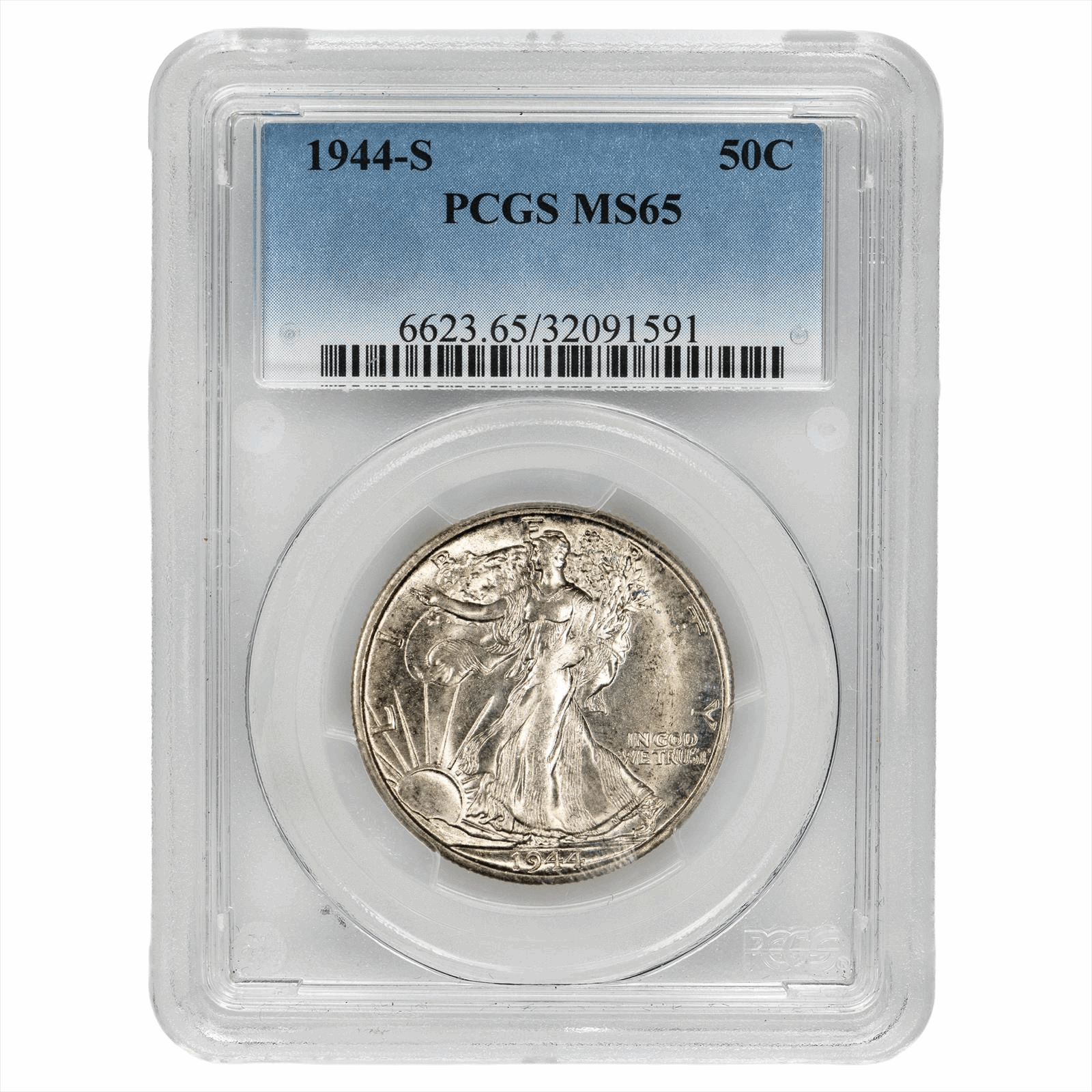 1944-S Walking Liberty Half Dollar 50C PCGS MS 65 