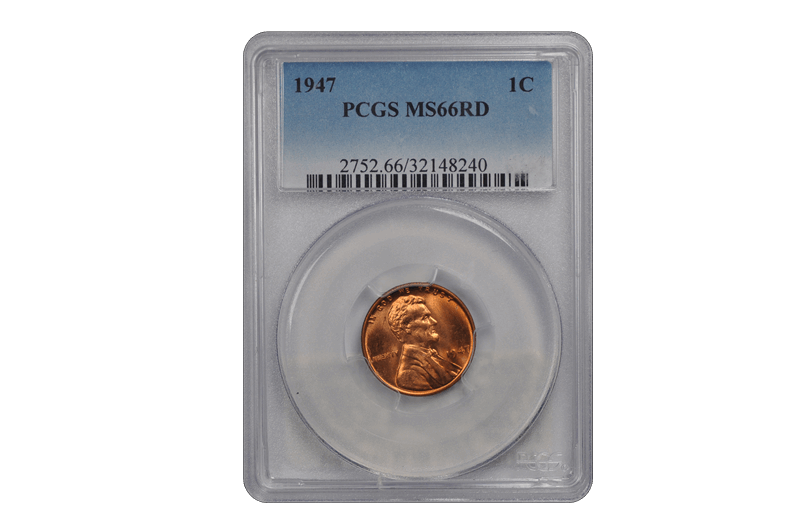 1947 1C Lincoln Cent - Type 1 Wheat Reverse PCGS RD #3503-1 MS66
