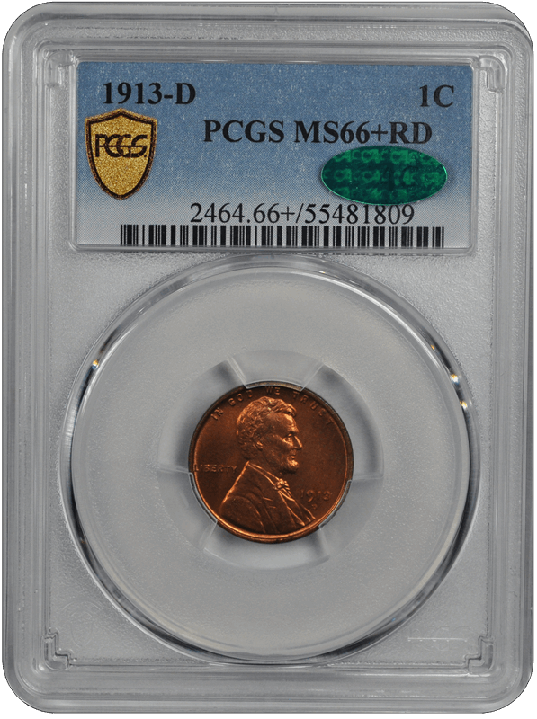 1913-D Lincoln PCGS CAC RD 66+