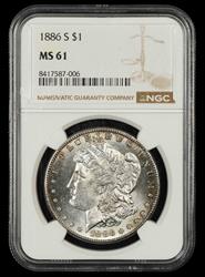 1886 S $1 NGC MS 61
