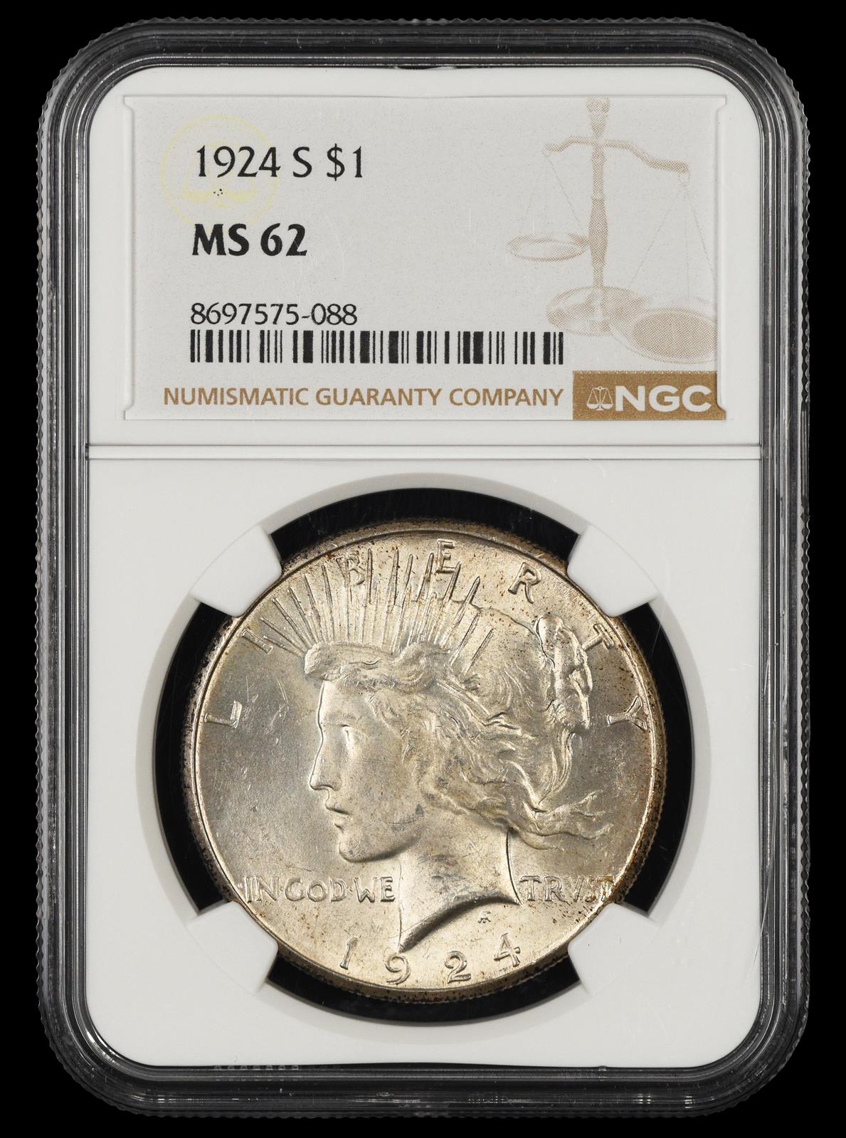 1924 S $1 NGC MS62