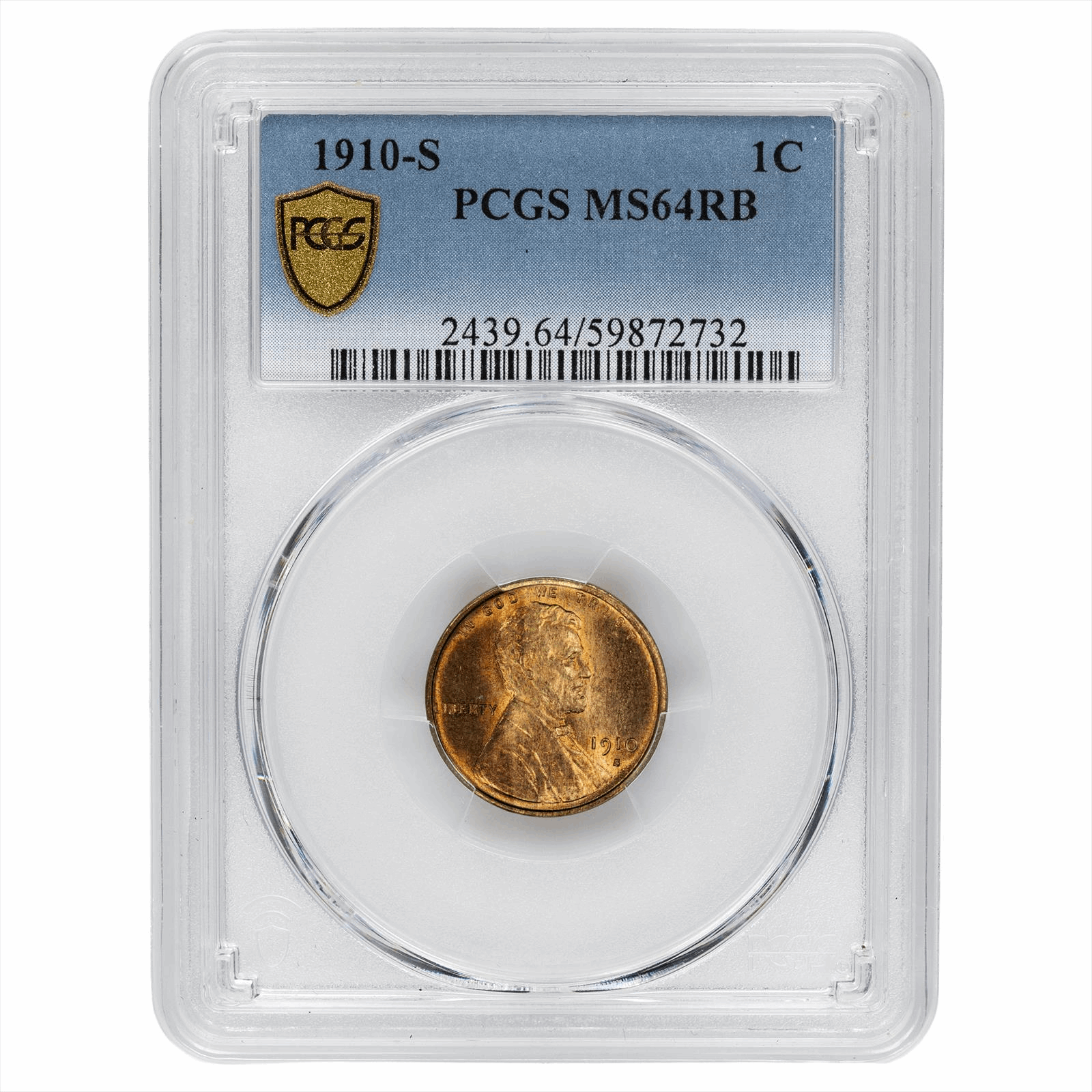 1910-S Lincoln Wheat Cent 1C PCGS MS 64 RB