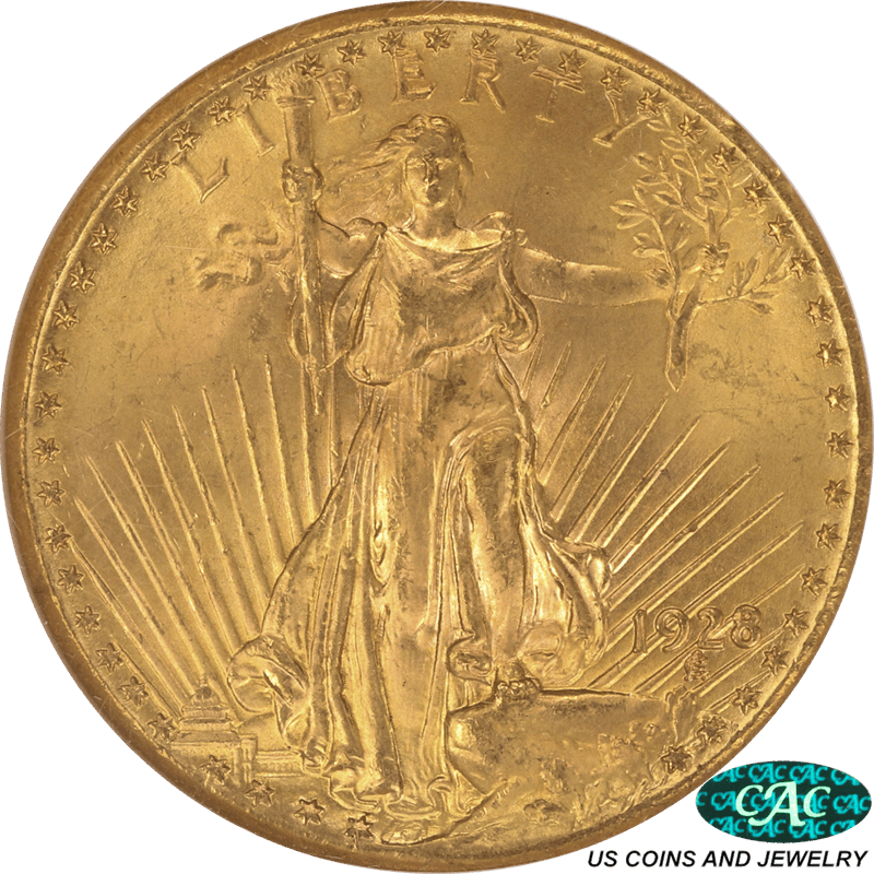 1928-P Saint Gaudens $20 Gold Double Eagle NGC MS 65 CAC - Very Nice Coin