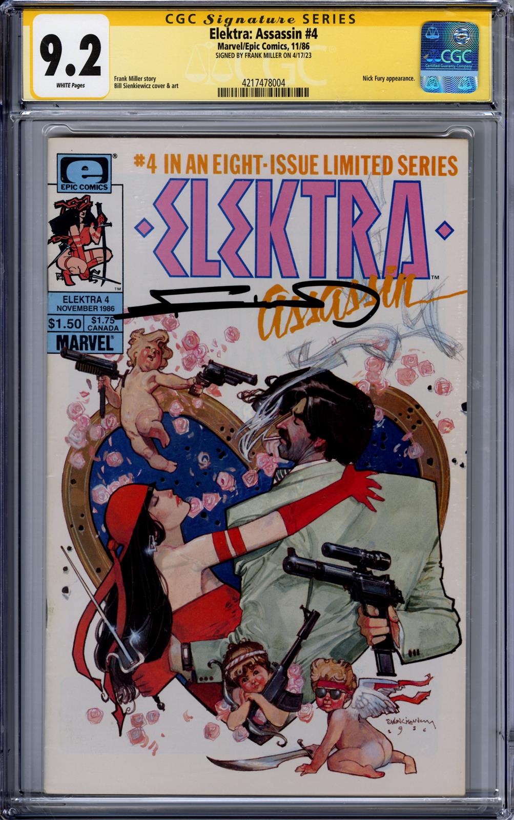 Elektra: Assassin #4 CGC Signature Series 9.2 (Marvel, 1986) Signed by Frank Miller 