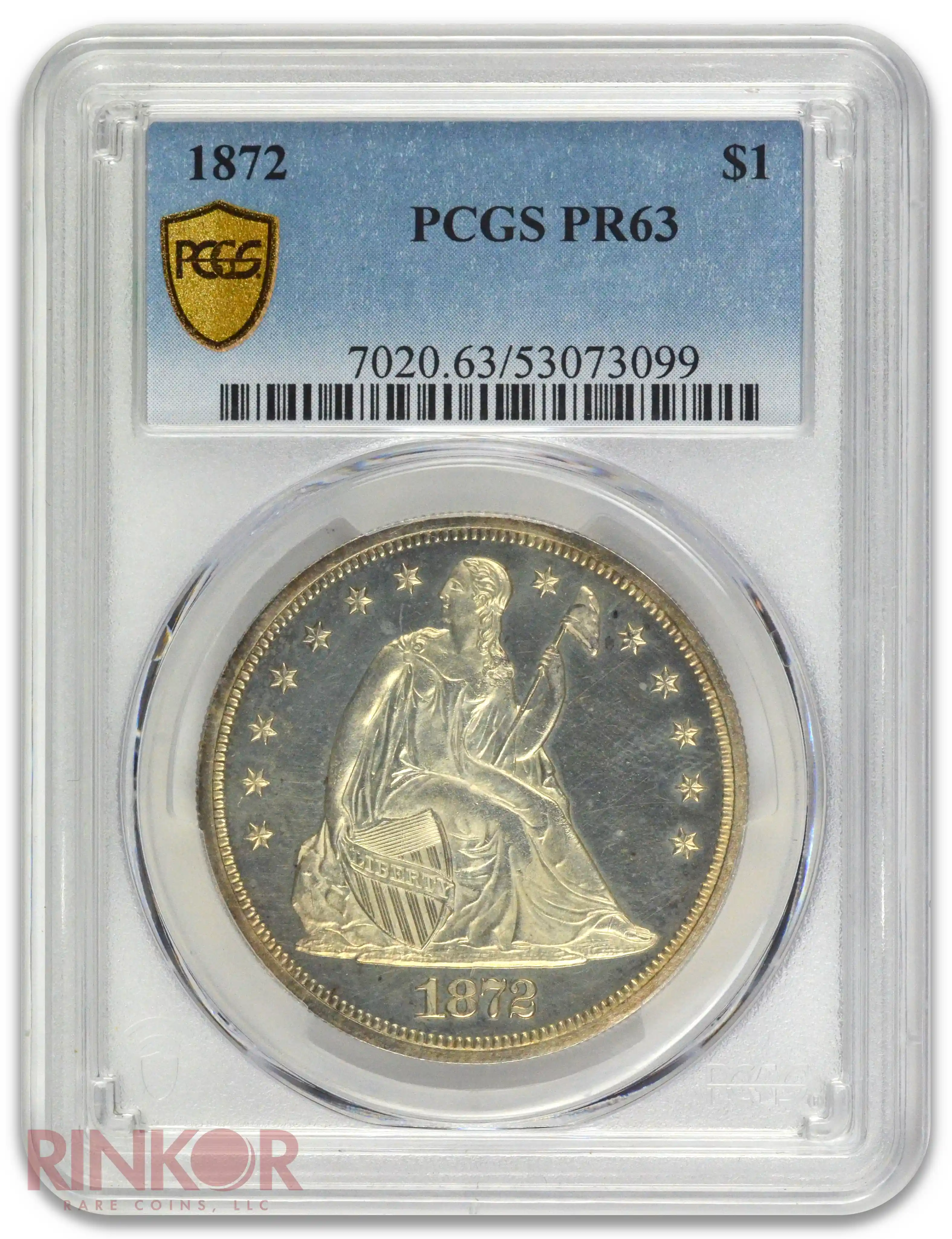 1872 $1 Seated Dollar PCGS PR 63