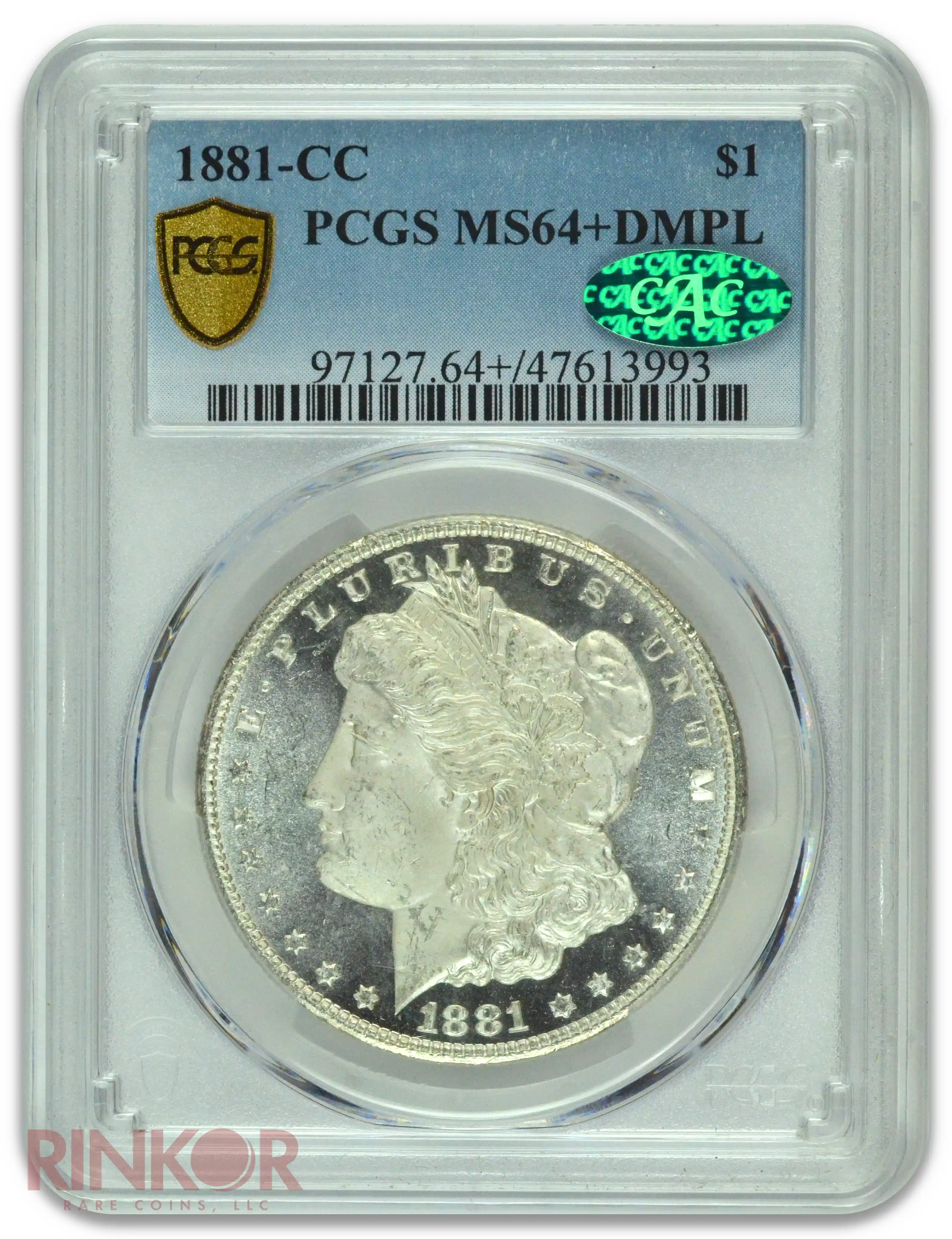 1881-CC $1 Morgan Dollar PCGS MS 64+ DMPL CAC