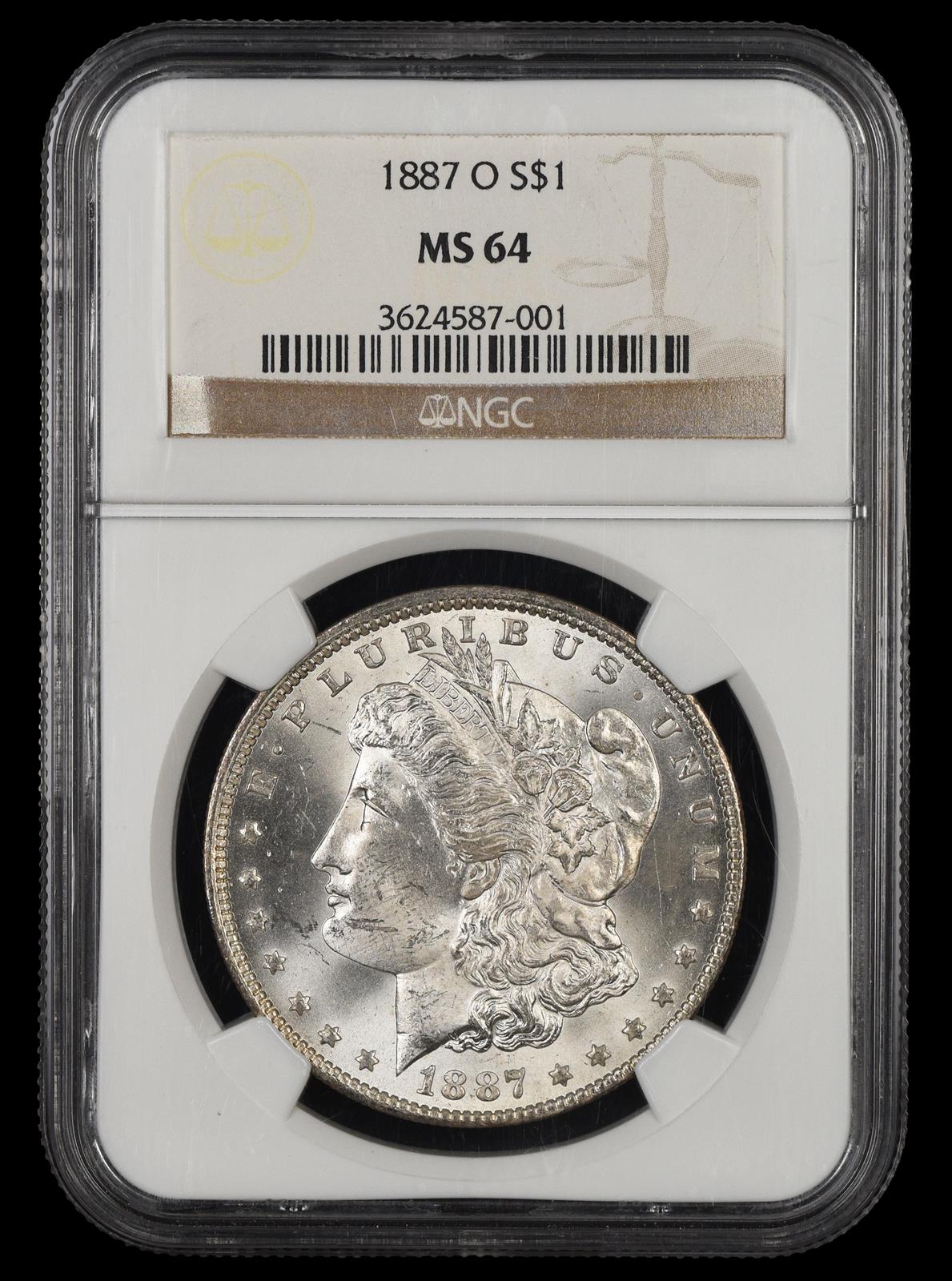 1887 O $1 NGC MS 64