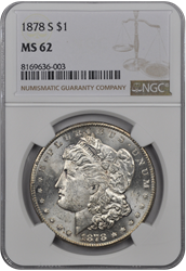 1878 S  Morgan Dollar NGC MS 62