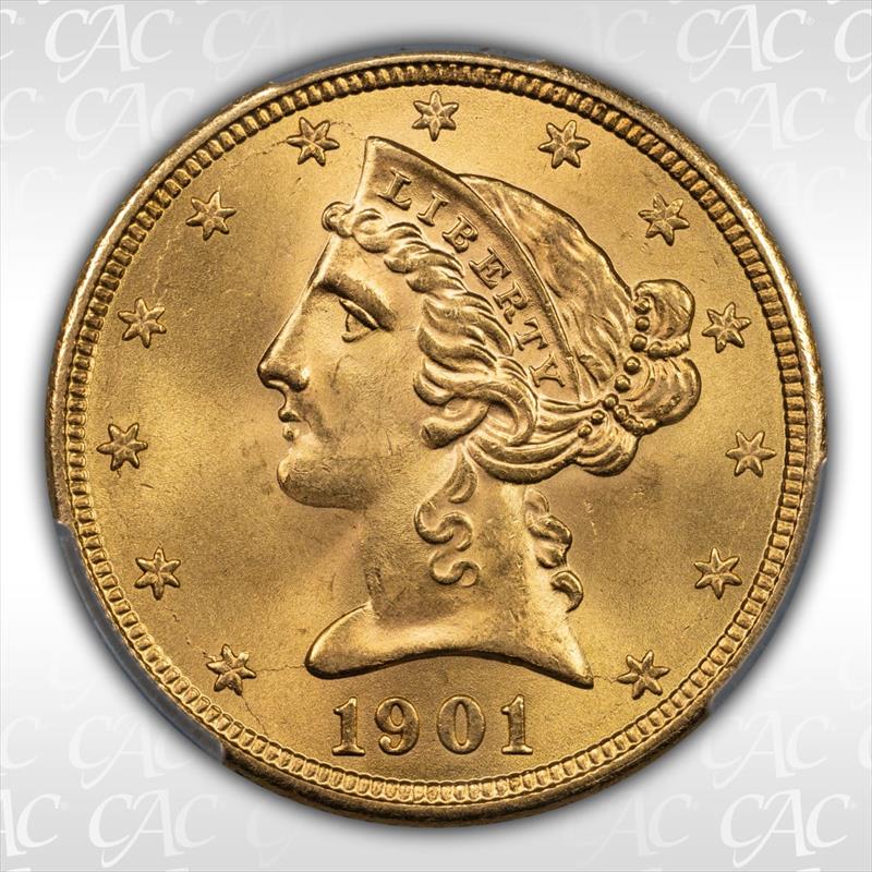 1901-S $5 CACG MS 65+