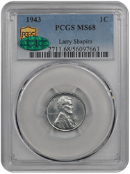 1943 Lincoln PCGS CAC MS 68 