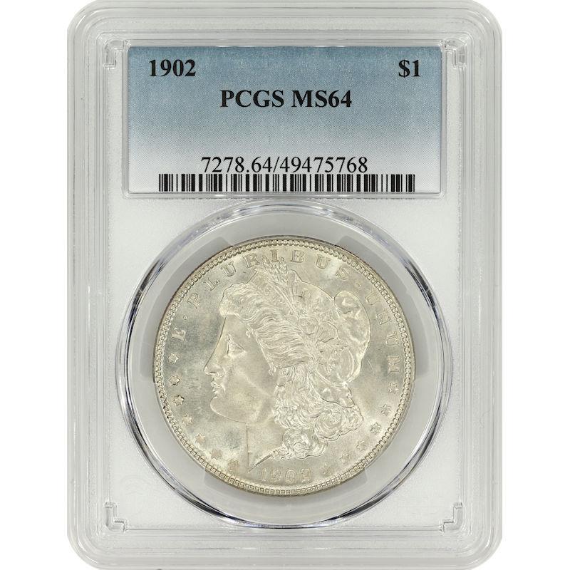 1902 $1 Morgan Silver Dollar - PCGS MS64 - White / Lustrous