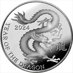 1 OZ SILVER ROUND YEAR OF THE DRAGON HIGHLAND MINT 