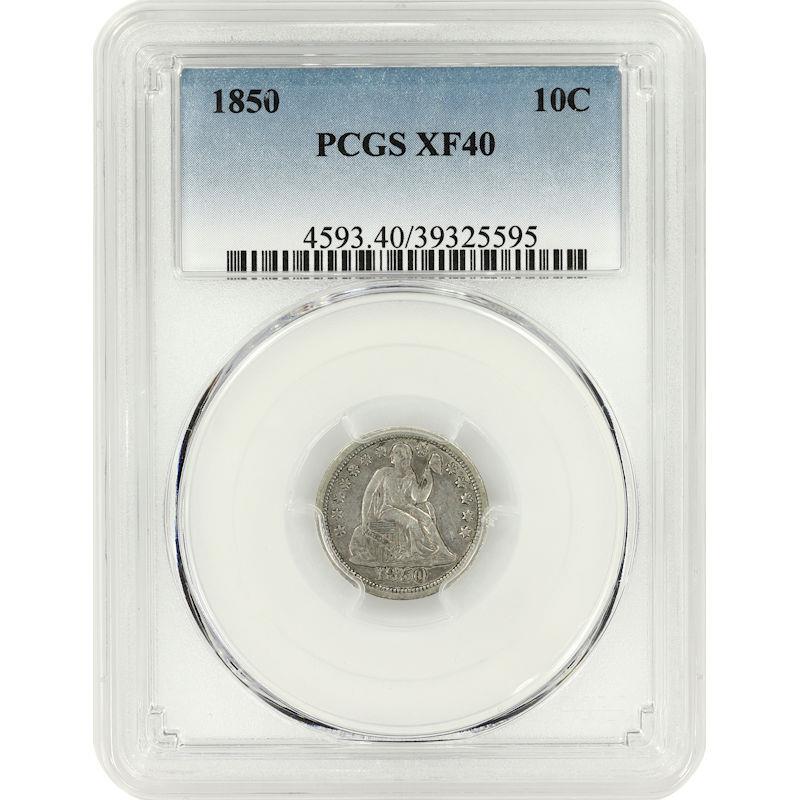 1850 Seated Liberty Dime 10C PCGS XF40 Extra Fine