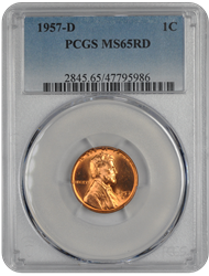 1957-D Lincoln PCGS RD 65