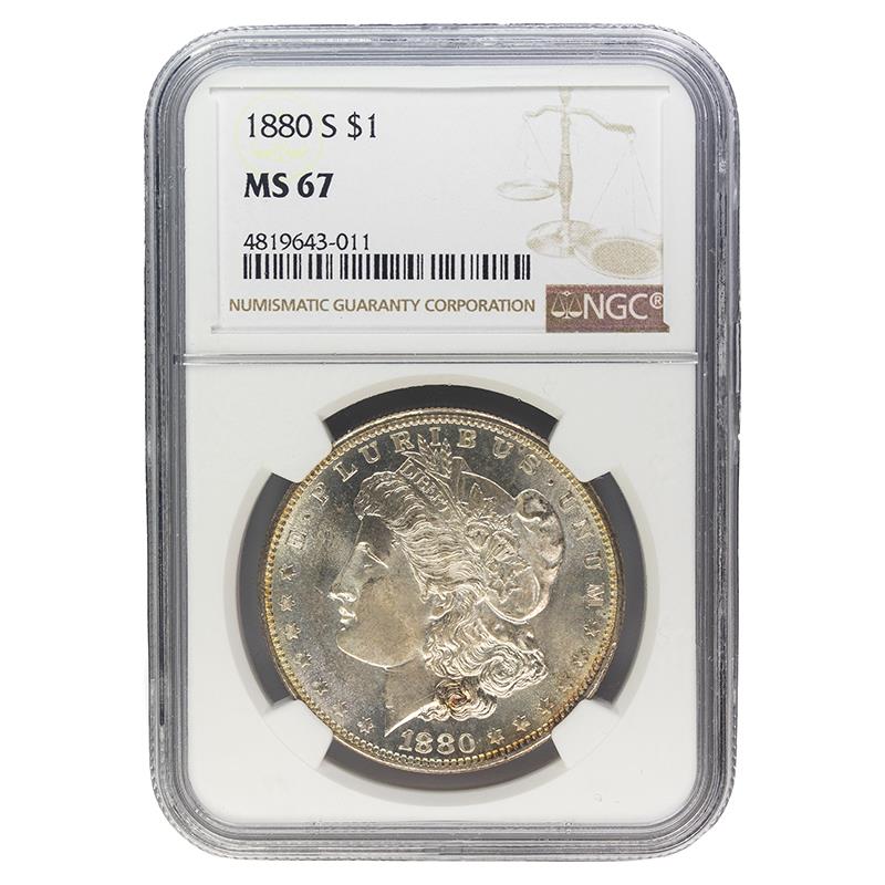 1880-S Morgan Dollar, $1 NGC MS 67 