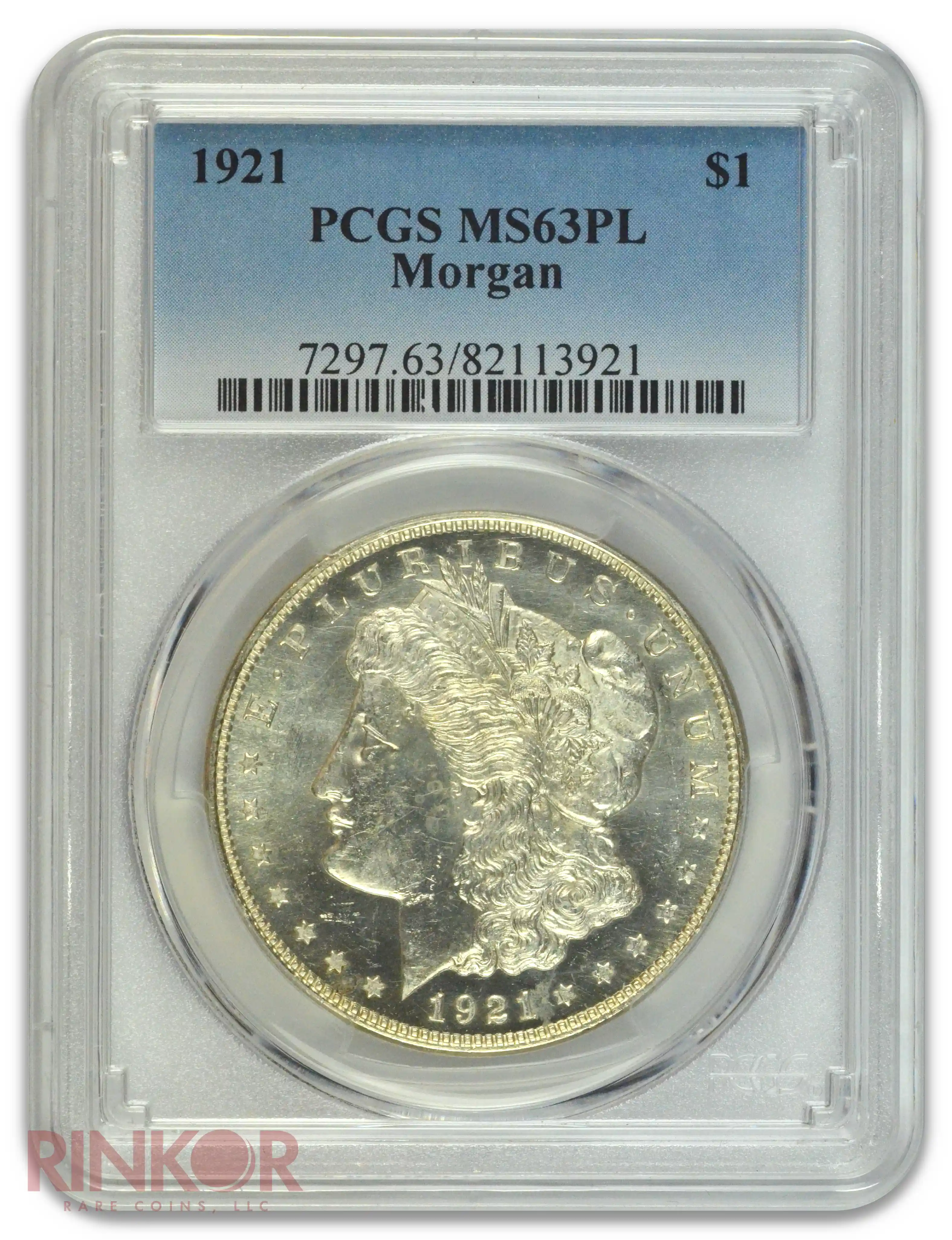 1921 $1 Morgan Dollar PCGS MS 63 PL