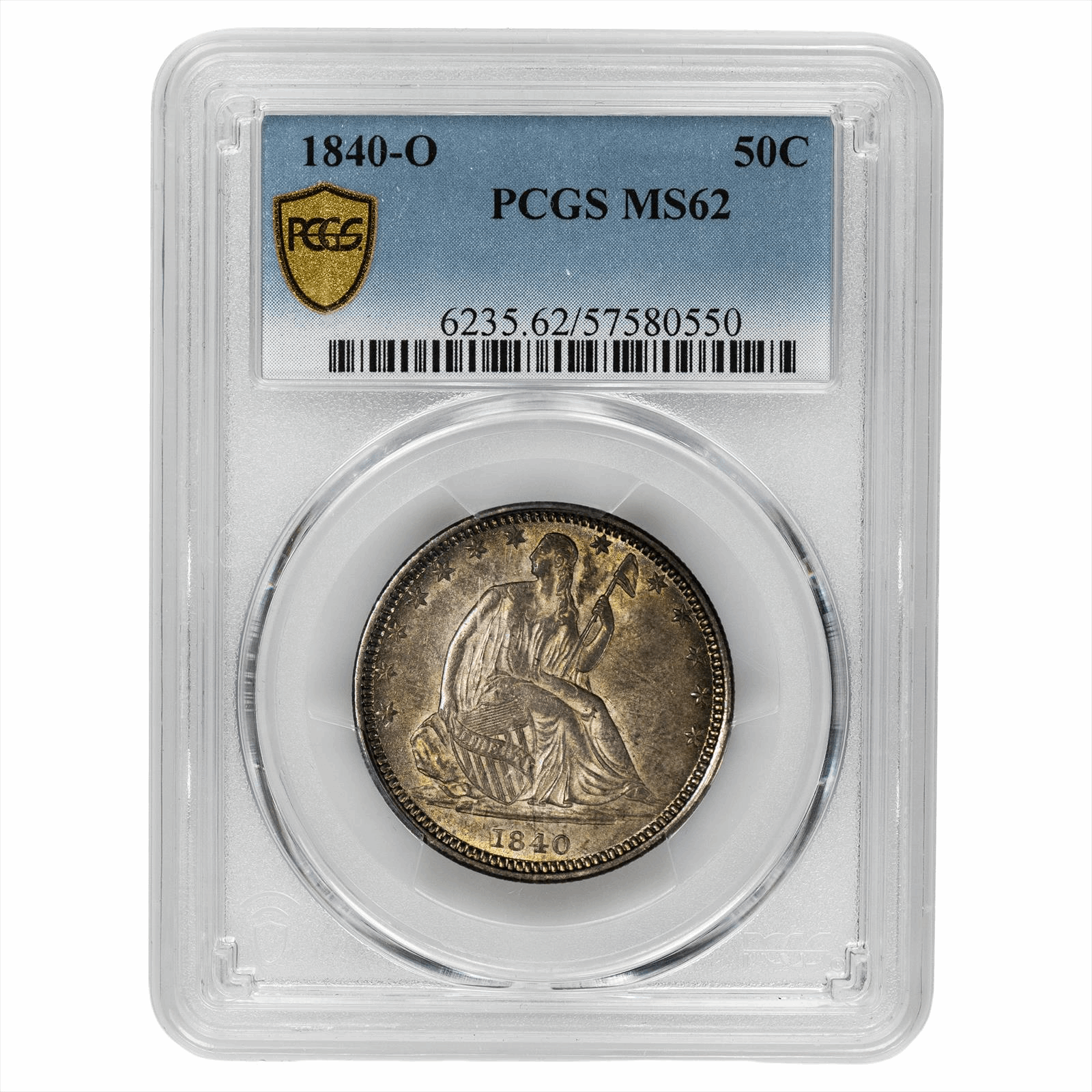1840-O Seated Liberty Half Dollar 50C PCGS MS 62