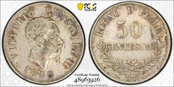 1866 M 50C PCGS AU50 Italy  