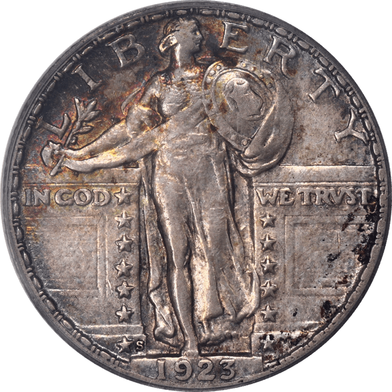 1923-S Standing Liberty Quarter 25c PCGS AU50 CAC - Nice Original Coin