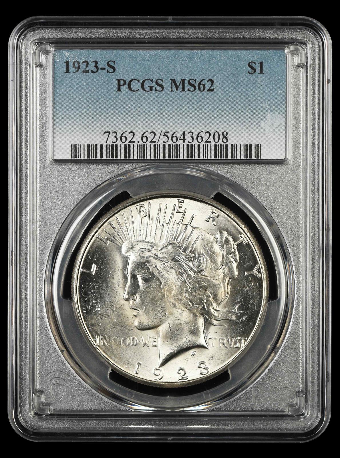 1923 S $1 PCGS MS62