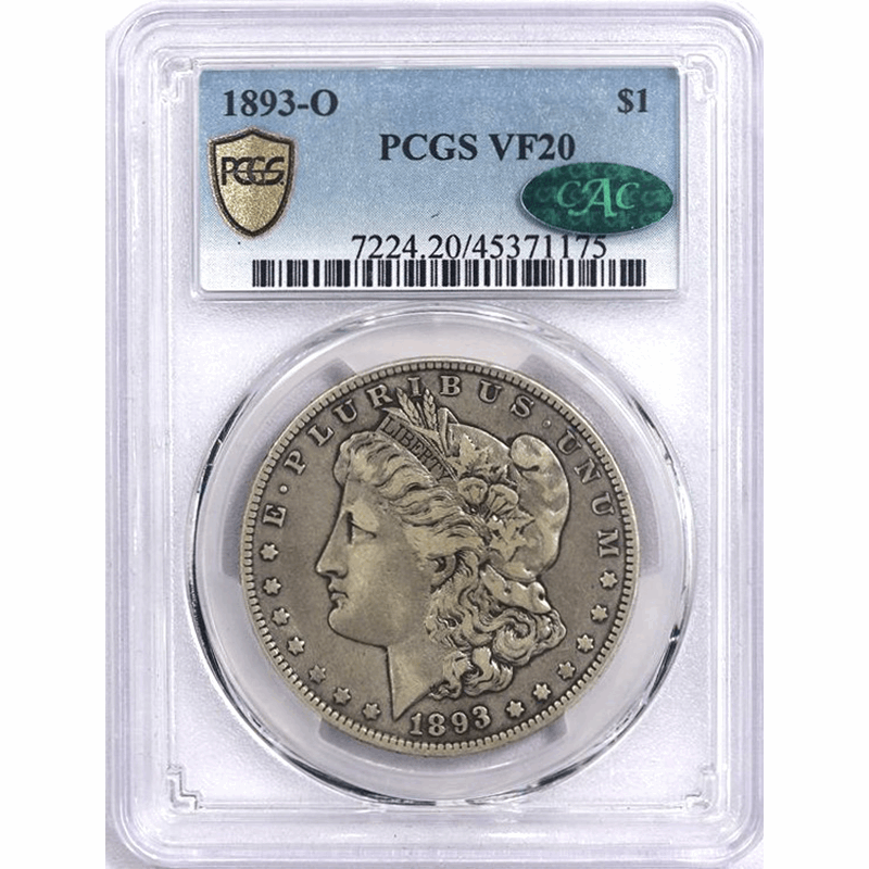 1893-O $1 Morgan Silver Dollar - PCGS VF20 CAC - Semi Key Date