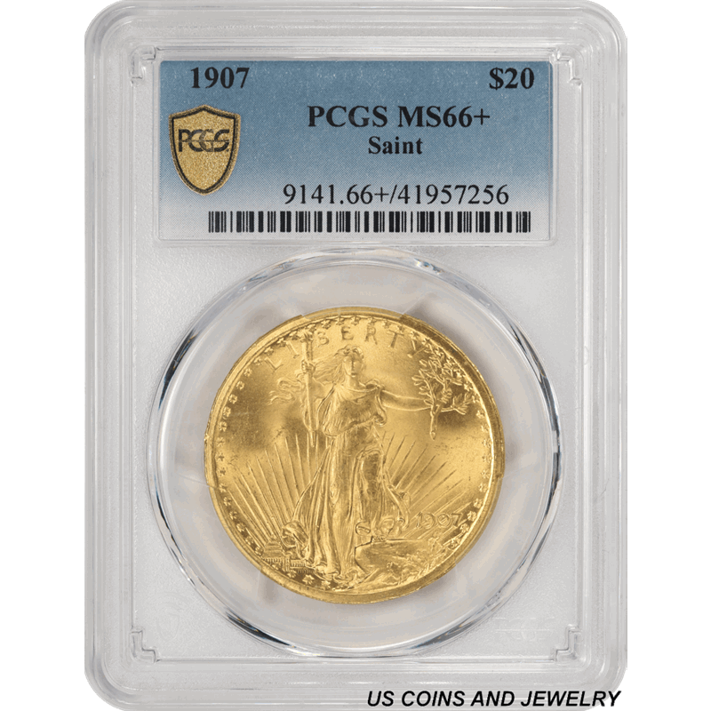1907 $20 Saint Gaudens Gold Double Eagle - PCGS MS66+ - Absolute Stunner