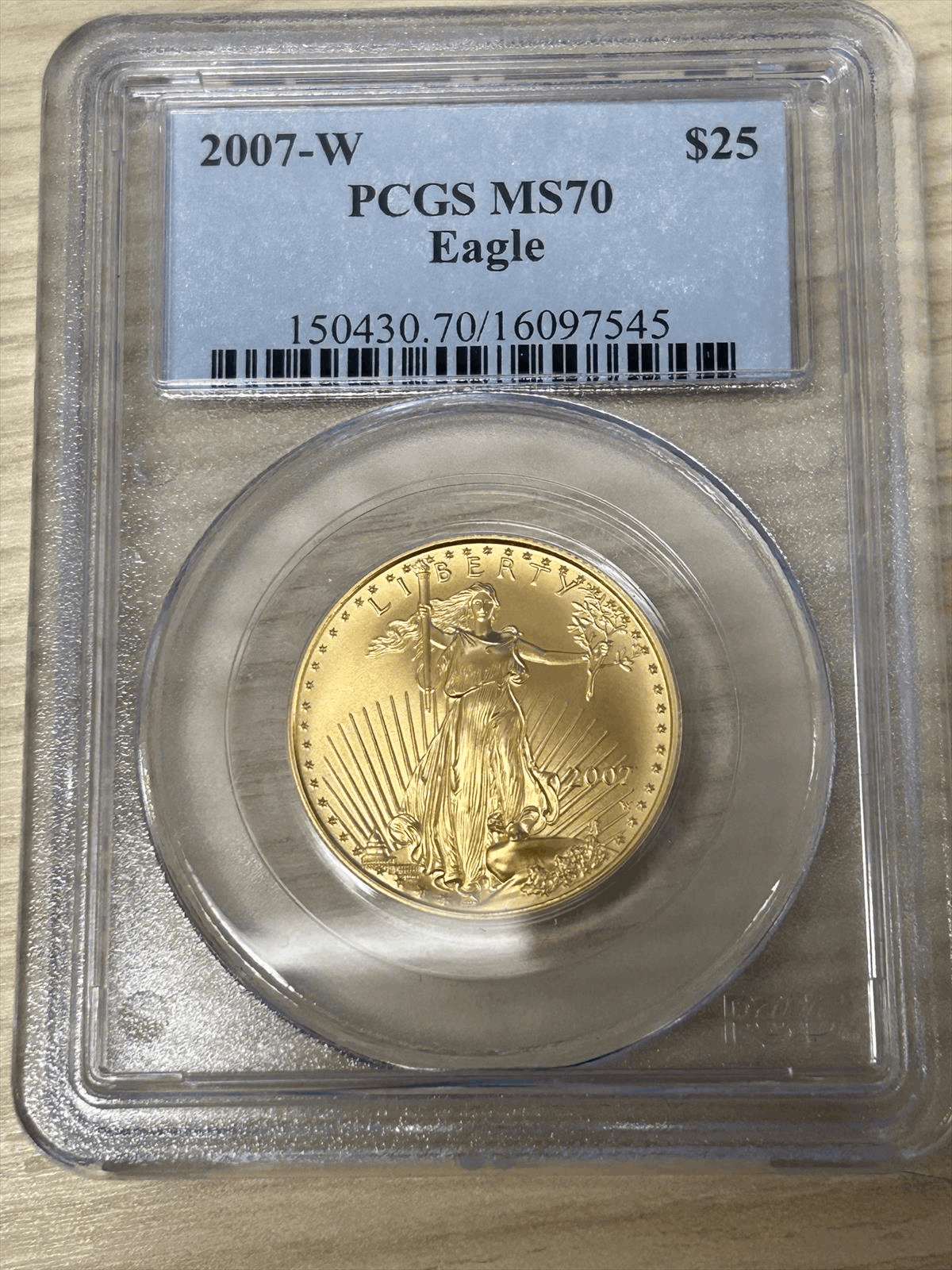 2007-w-25-burnished-gold-eagle-pcgs-ms-70