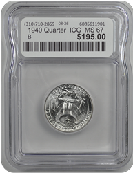 1940 Quarter  ICG  MS 67