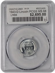 1943-D Lincoln PCGS MS 68