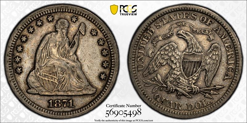 1871-S 25c PCGS VF35 
