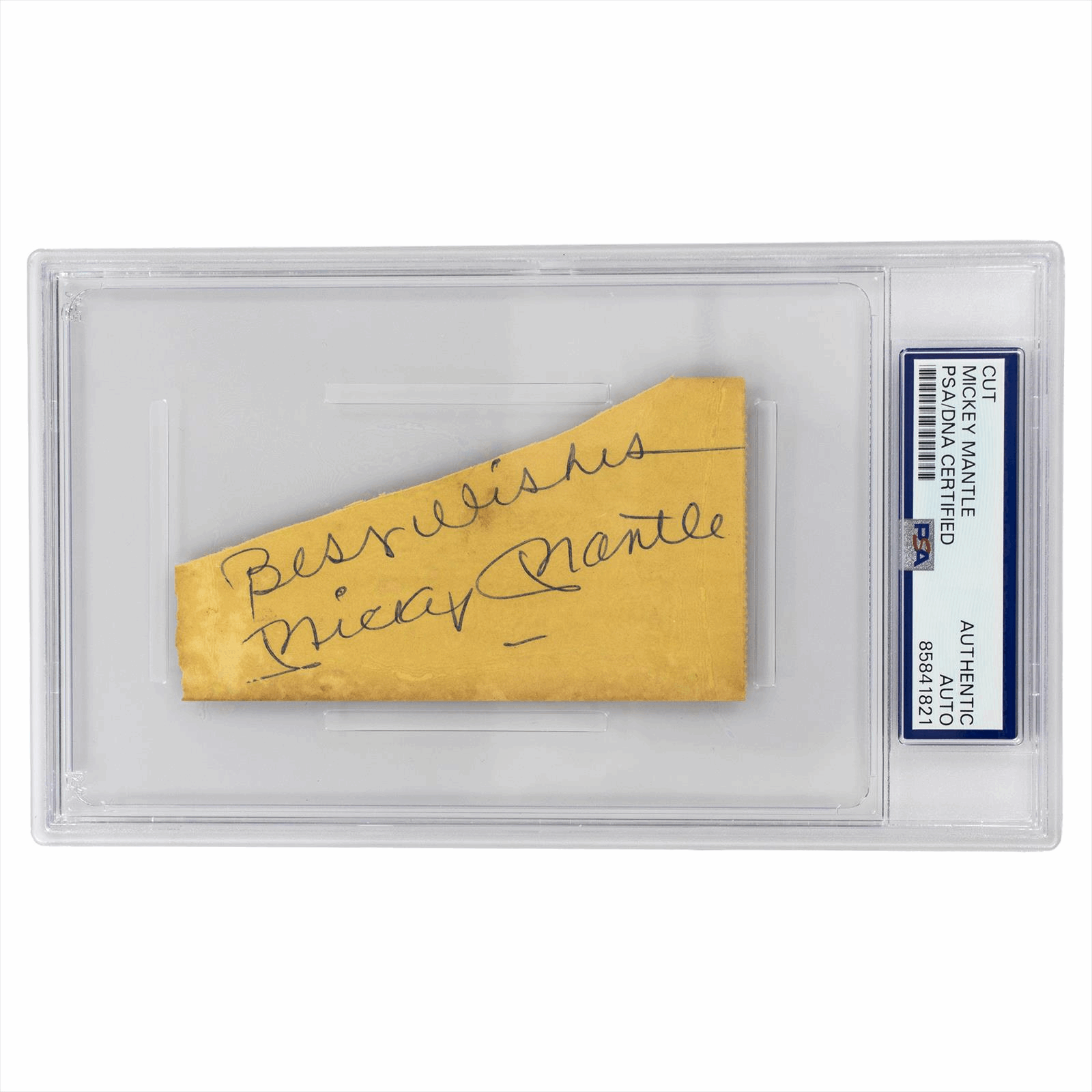 Mickey Mantle Signature Cut Best Wishes Inscribed PSA AUTHENTIC AUTO