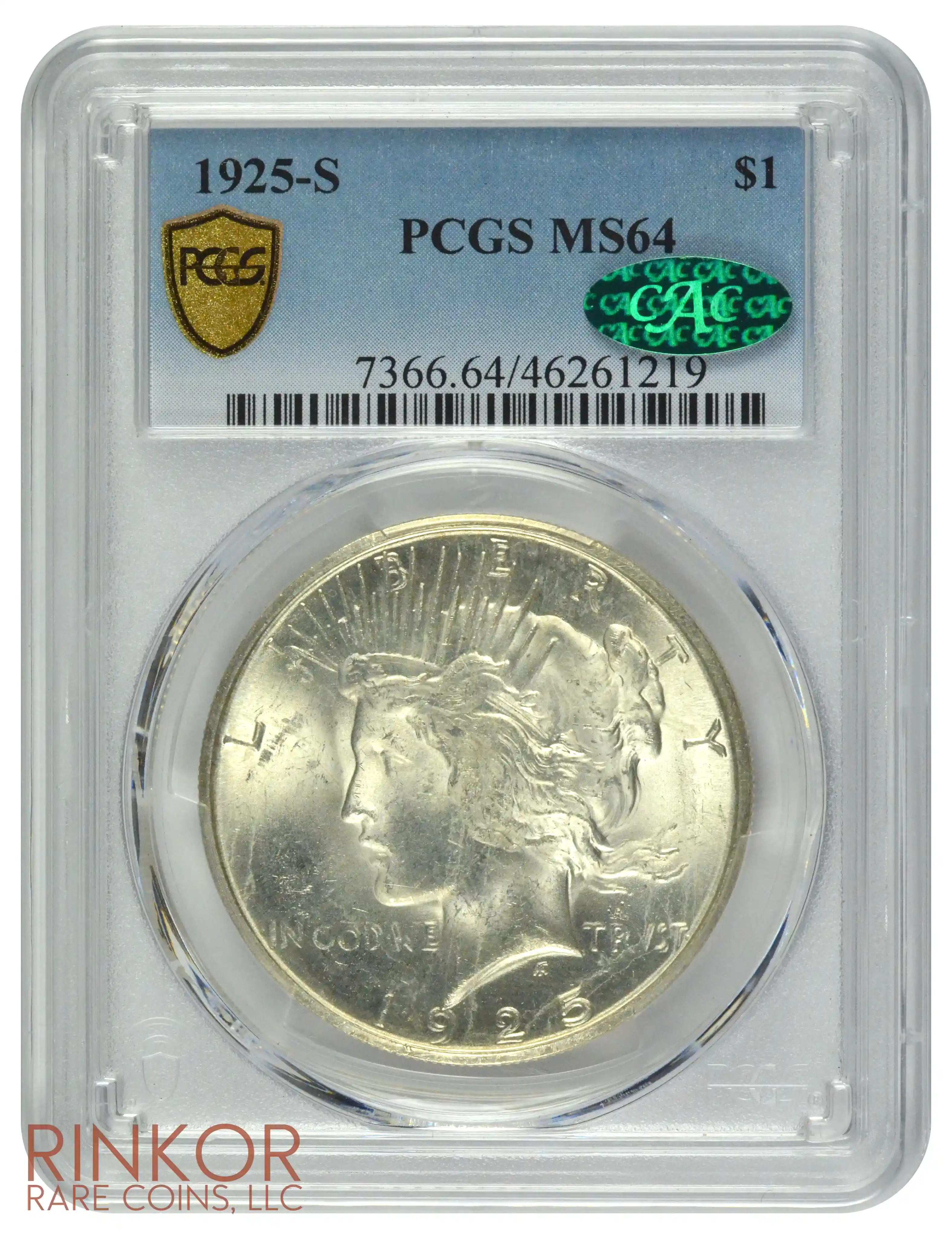 1925-S $1 PCGS MS 64 CAC