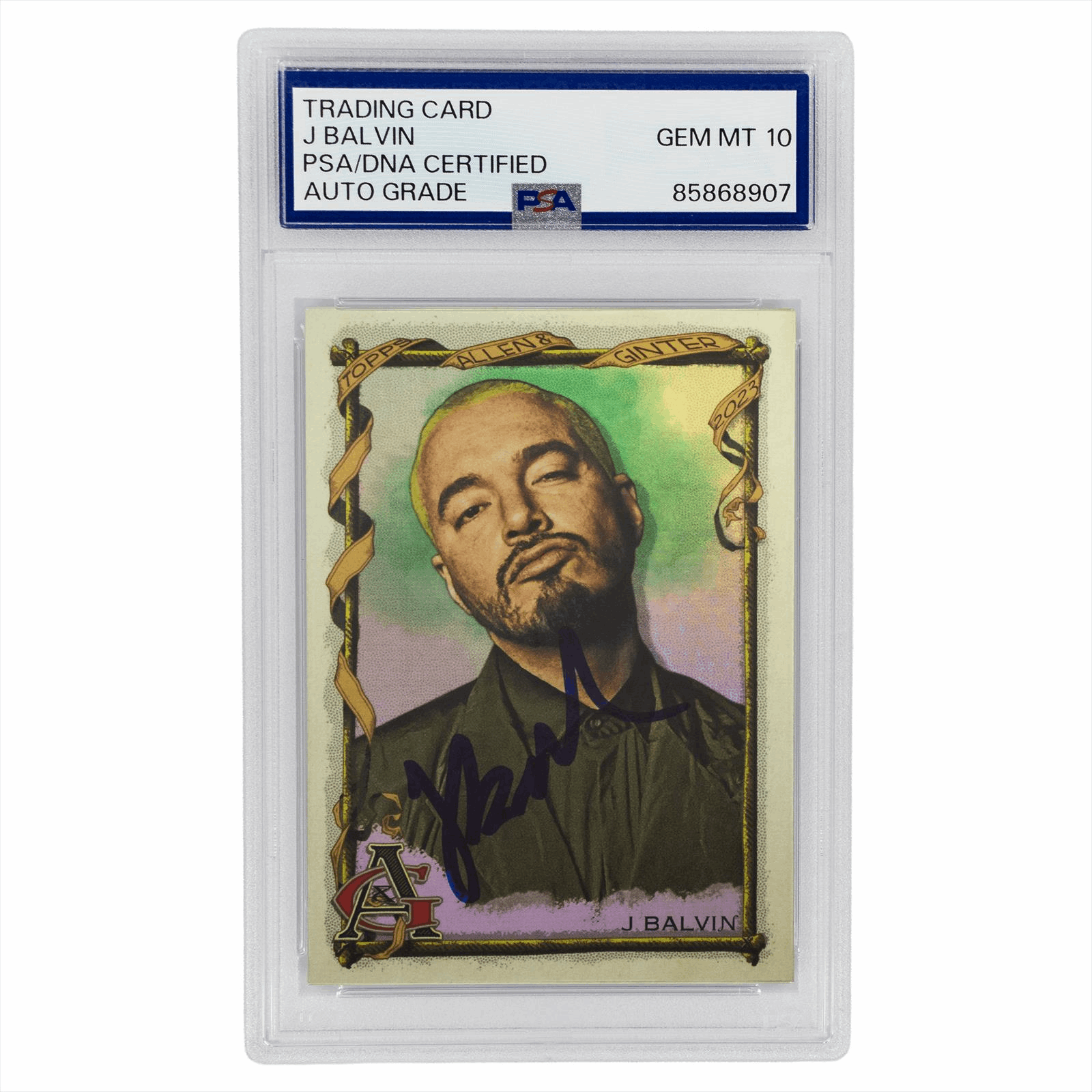 2023 Topps Allen and Ginter J Balvin Trading Card #222 PSA/DNA GEM MT 10 AUTO GRADE