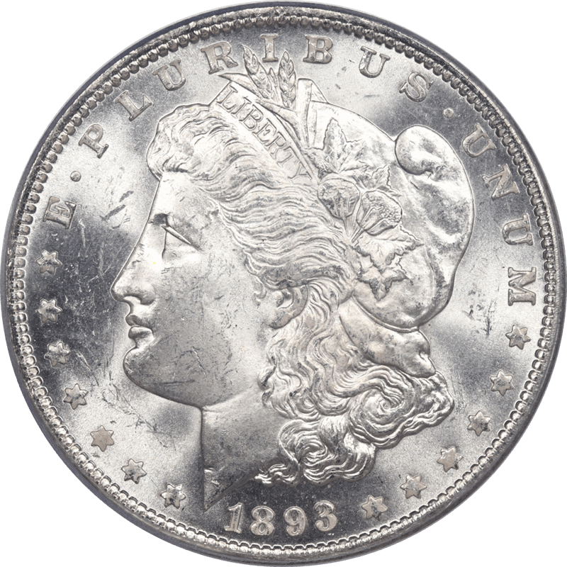 1893 Morgan Silver Dollar, PCGS MS63 CAC - Nice White Coin
