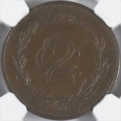 1928 MO 2 Centavos NGC MS64BN 