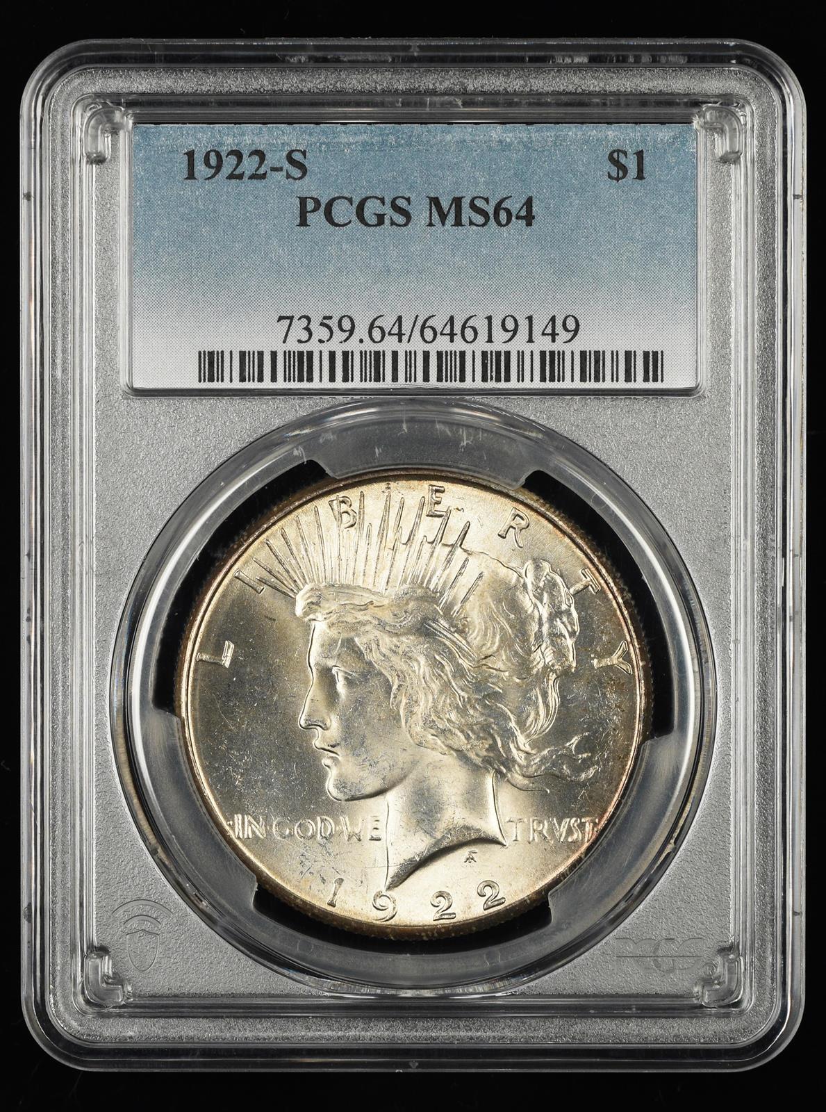1922 S $1 PCGS  MS64