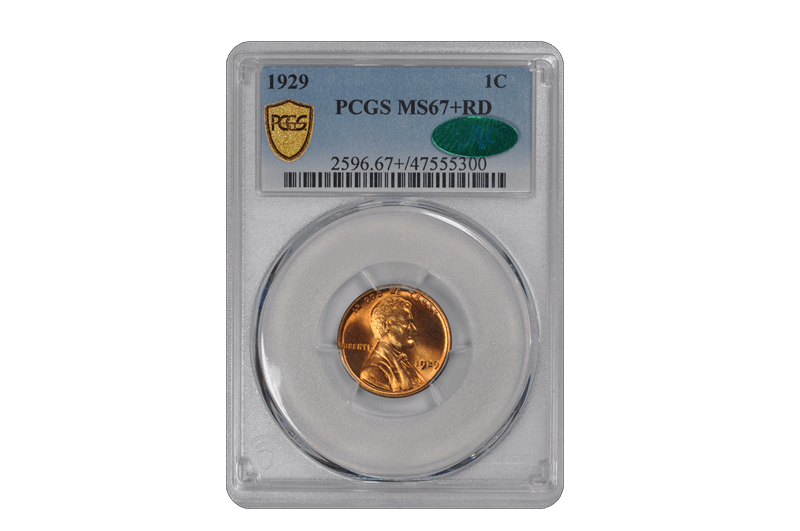 1929 Lincoln Wheat PCGS (CAC) RD 67+ 