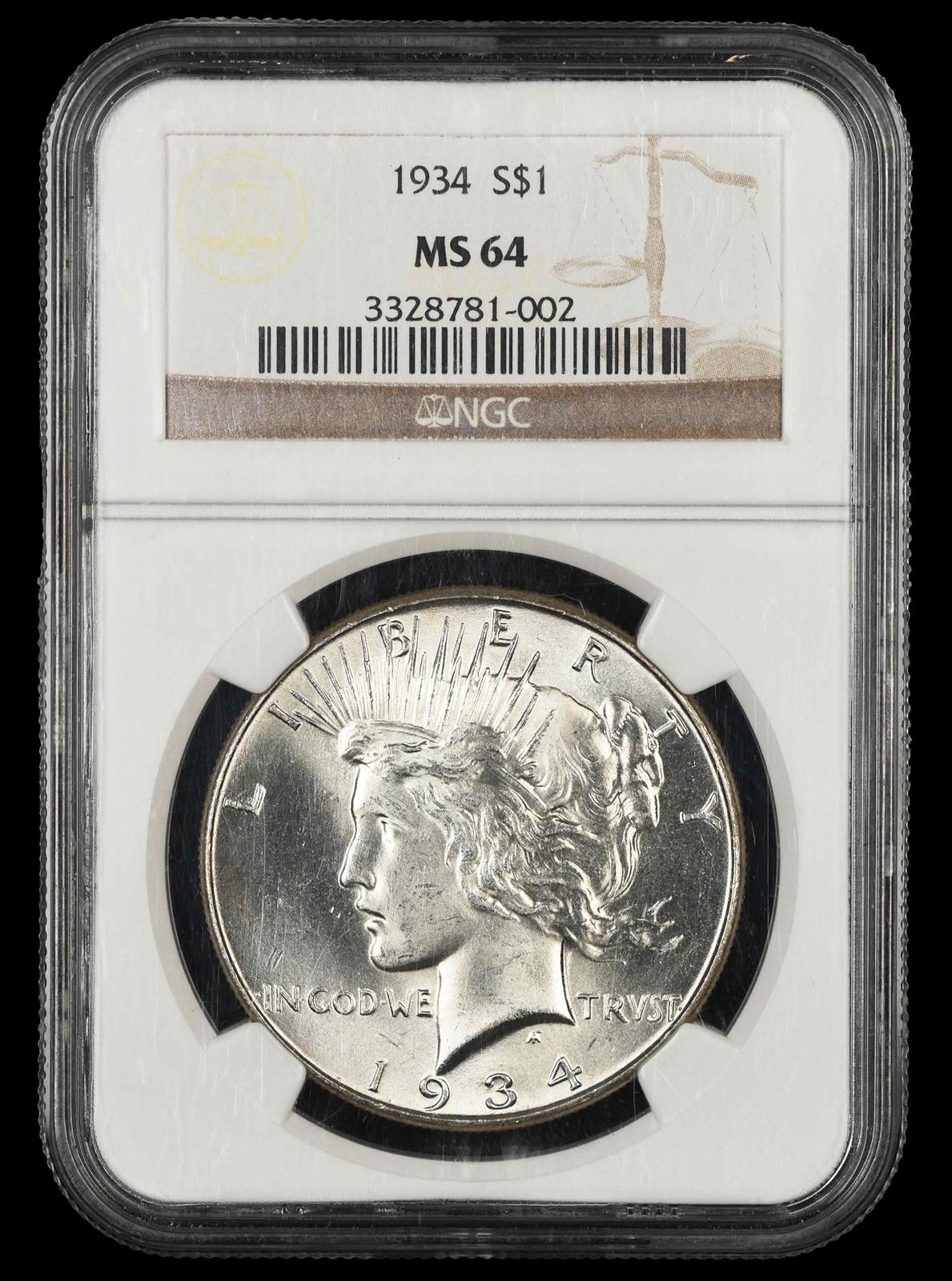 1934 $1 NGC  MS64