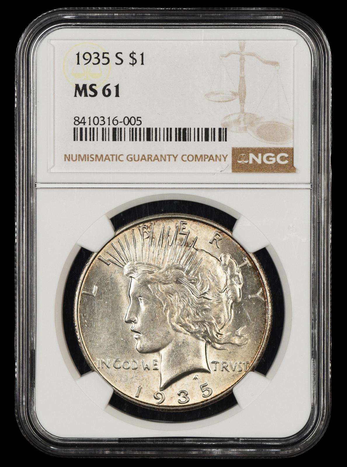 1935 S $1 NGC  MS61