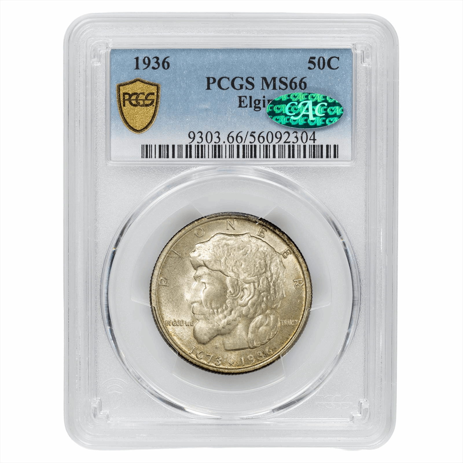 1936 Elgin Commemorative Half Dollar 50C PCGS MS 66 CAC